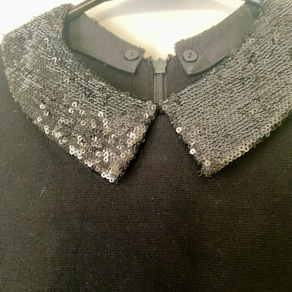 Black Dress with Sequin Collar - Picture 2 of 4